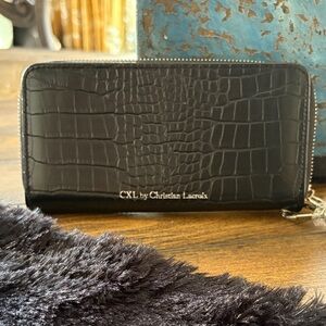 CXL Kara Croco Zip Around Wristlet Wallet